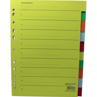 Register - DIN A4 - Karton - 5-farbig - 10-teilig - blanko