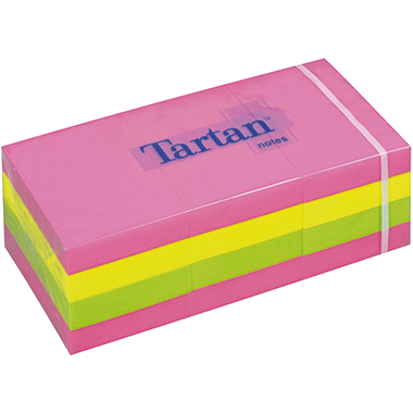 Tartan Haftnotizen - 38 x 51mm -  Neon - sortiert - 100 Blatt/Block - 12 St./Pack
