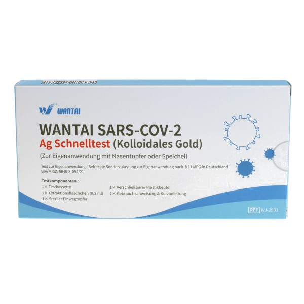 Wantai - SARS-CoV-2 - Antigen Schnelltest - (kollodiales Gold) - Nasal - Nase-Rachen - Laientest - 1er - AT1265/21